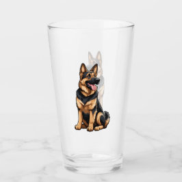 Duitse Herdershond Kijkt naar Rechts Glas