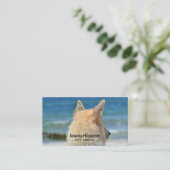 Duitse herdershond kijkt uit op het strand visitekaartje (Staand voorkant)