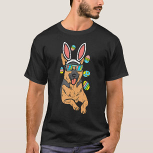 Duitse Herdershond Konijn Bril Paaseieren K9 Hond  T-shirt