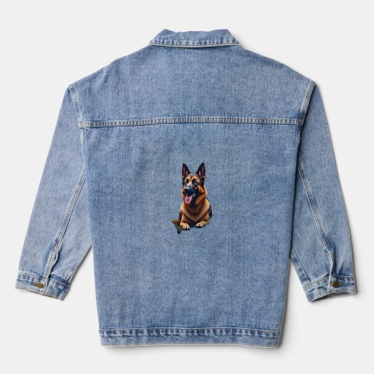 Duitse Herdershond Kopportret Hond Liefhebber Huis Denim Jacket (Achterkant)
