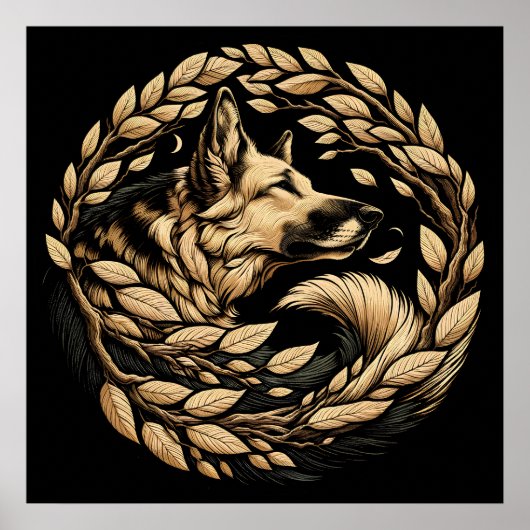 Duitse Herdershond Kunst flora Duitse herdershonde Poster (Voorkant)