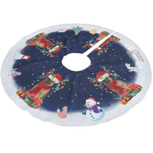 Duitse herdershond laat het sneeuwen kerstboom rok (Gekanteld)