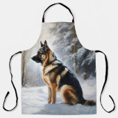 Duitse Herdershond Laat het sneeuwen Kerstmis Schort (Voorkant)