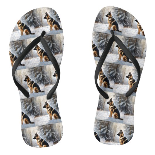 Duitse Herdershond Laat het Sneeuwen Kerstmis Teenslippers (Voetbed)