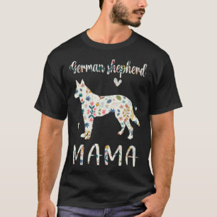 Duitse Herdershond Mama Bloemige Hond Moeder Liefd T-shirt