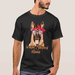 Duitse Herdershond Mama Moeder Rode Sjaal Bril Poo T-shirt