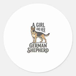 Duitse Herdershond Meisje Shirt Vintage Hondenlief Ronde Sticker