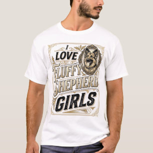 Duitse Herdershond Meisje T-shirt Vintage Gravure