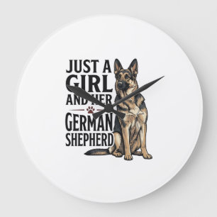 Duitse Herdershond Meisje Vintage Gravure Hond Lie Grote Klok