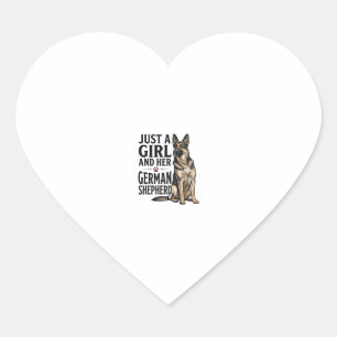 Duitse Herdershond Meisje Vintage Gravure Hond Lie Hart Sticker