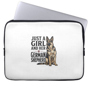 Duitse Herdershond Meisje Vintage Gravure Hond Lie Laptop Sleeve