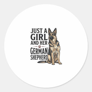 Duitse Herdershond Meisje Vintage Gravure Hond Lie Ronde Sticker