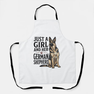 Duitse Herdershond Meisje Vintage Gravure Hond Lie Schort