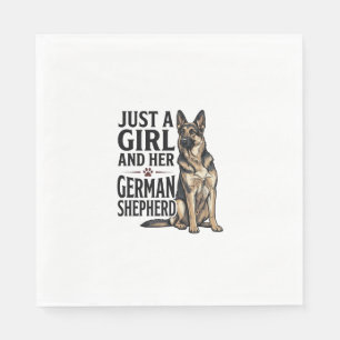 Duitse Herdershond Meisje Vintage Gravure Hond Lie Servet