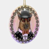 Duitse Herdershond met Bril Keramisch Ornament (Rechts)