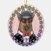 Duitse Herdershond met Bril Keramisch Ornament (Links)