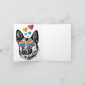 Duitse Herdershond met Hartjes Valentijnsdag Kaart (Binnen)