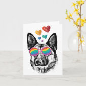 Duitse Herdershond met Hartjes Valentijnsdag Kaart (Gele Bloem)