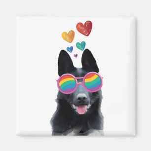 Duitse Herdershond met Hartjes Valentijnsdag  Magneet