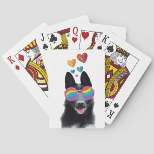 Duitse Herdershond met Hartjes Valentijnsdag  Pokerkaarten
