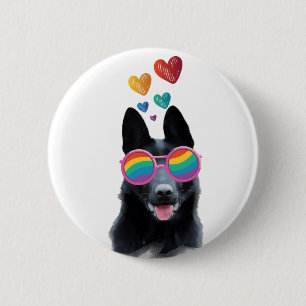 Duitse Herdershond met Hartjes Valentijnsdag Ronde Button 5,7 Cm