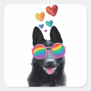 Duitse Herdershond met Hartjes Valentijnsdag Vierkante Sticker