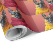 Duitse Herdershond met Hartrozen Valentijnsdag Cadeaupapier (Rol Hoek)
