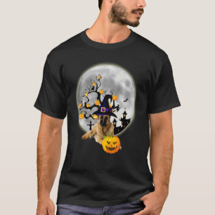 Duitse Herdershond Met Heksenhoed Pompoen Hallowee T-shirt