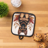 Duitse herdershond met herfstbladeren pannenlap (Top down)