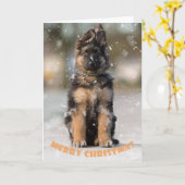 Duitse herdershond met kerst. kaart (Gele Bloem)