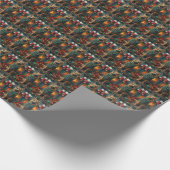 Duitse herdershond met kerstcadeaus open haard cadeaupapier (Hoek)