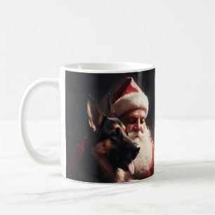 Duitse Herdershond met Kerstman Festieve Kerst Koffiemok