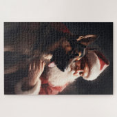 Duitse Herdershond met Kerstman Festieve Kerst Legpuzzel (Horizontaal)