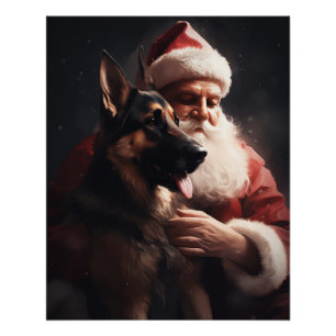Duitse Herdershond met Kerstman Festieve Kerst Perfect Poster