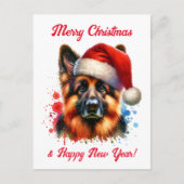 Duitse herdershond met kerstmis in Santa Hat Briefkaart (Voorkant)