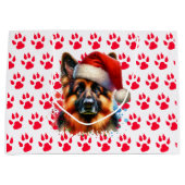 Duitse herdershond met kerstmis in Santa Hat Groot Cadeauzakje (Voorkant)