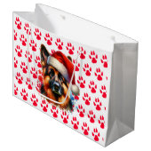 Duitse herdershond met kerstmis in Santa Hat Groot Cadeauzakje (Voorkant Gekanteld)