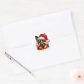 Duitse herdershond met kerstmis in Santa Hat Ronde Sticker (Envelop)