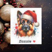 Duitse herdershond met kerstmis in Santa Hat Sticker