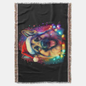 Duitse herdershond met kerstmuts deken (Voorkant Verticaal)