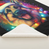 Duitse herdershond met kerstmuts sherpa deken (3/4)