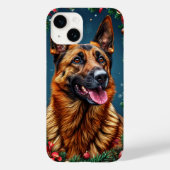 Duitse herdershond met kerstversiering Case-Mate iPhone case (Achterkant)