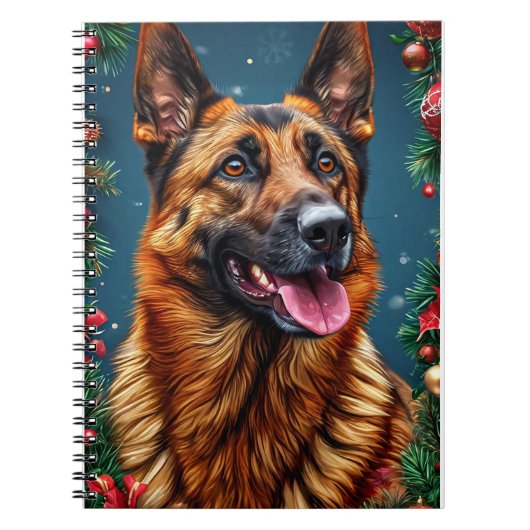 Duitse Herdershond met Kerstversiering Notitieboek (Voorkant)