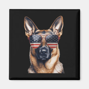 Duitse Herdershond Met Usa Vlag Onafhankelijkheids Magneet