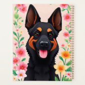 Duitse herdershond Omringd door Levendige Bloemen Planner (Achterkant)