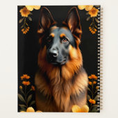 Duitse herdershond omringd door levendige bloemen planner (Achterkant)