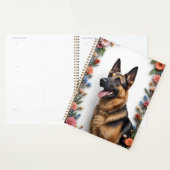 Duitse herdershond omringd door levendige bloemen planner (Display)