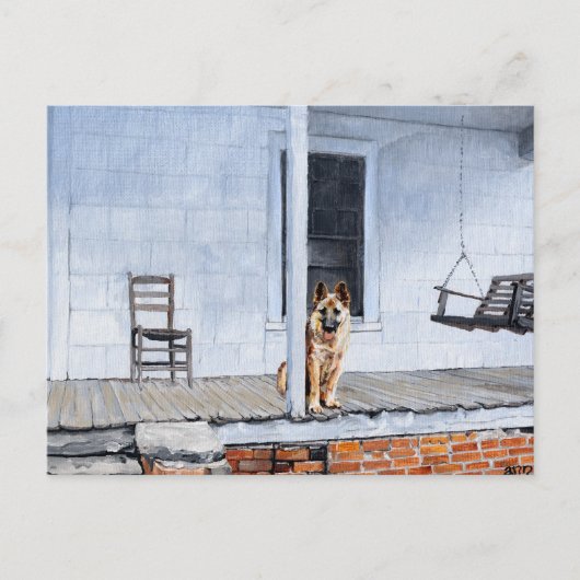 Duitse herdershond op de veranda briefkaart (Voorkant)