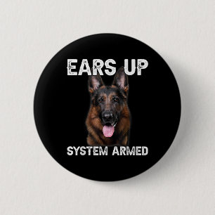 Duitse Herdershond Oren Omhoog Systeem Gewapend T Ronde Button 5,7 Cm