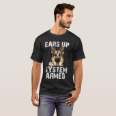 Duitse Herdershond Oren Omhoog Systeem Gewapend T-shirt (Voorkant volledig)